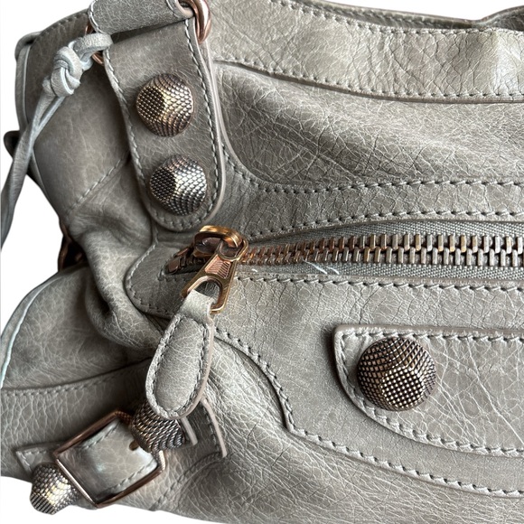 Beautiful Balenciaga taupe leather big 21 rose gold motorcycle purse bag - Picture 12 of 15